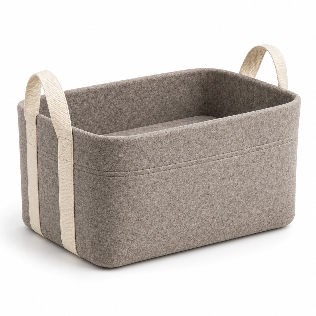 Foldable Felt Storage Basket with Wide Carry Handles