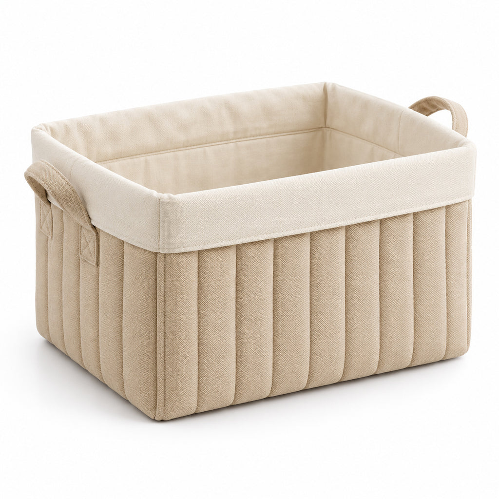 Quilted Canvas Storage Basket with Fold-Down Cuff