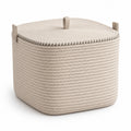 Rounded Square Rope Basket with Fitted Lid
