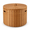 Round Woven Storage Basket with Flat Lift-Off Lid