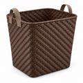 Tall Tapered Woven Storage Basket with Soft Strap Handles
