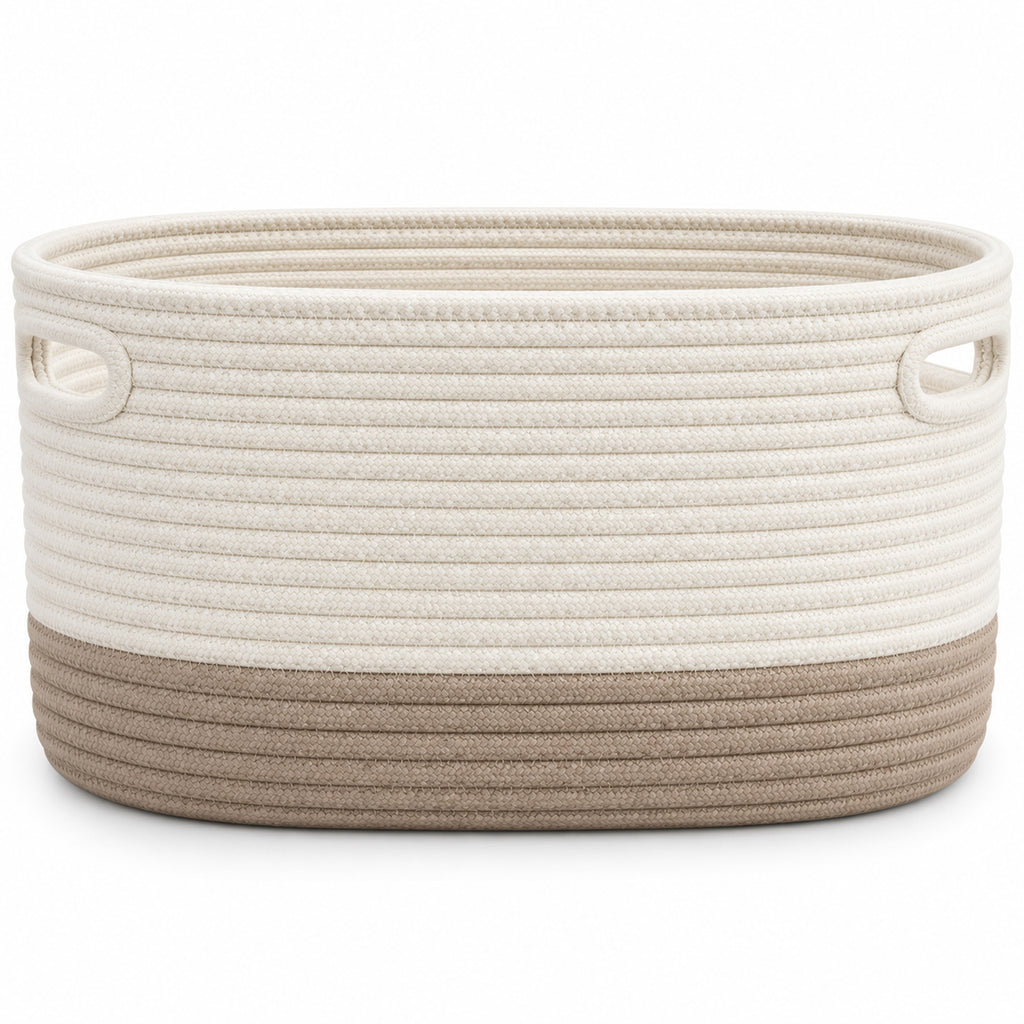 Oval Cotton Rope Storage Basket with Inset Handles