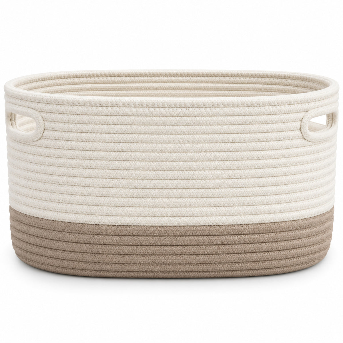 Oval Cotton Rope Storage Basket with Inset Handles
