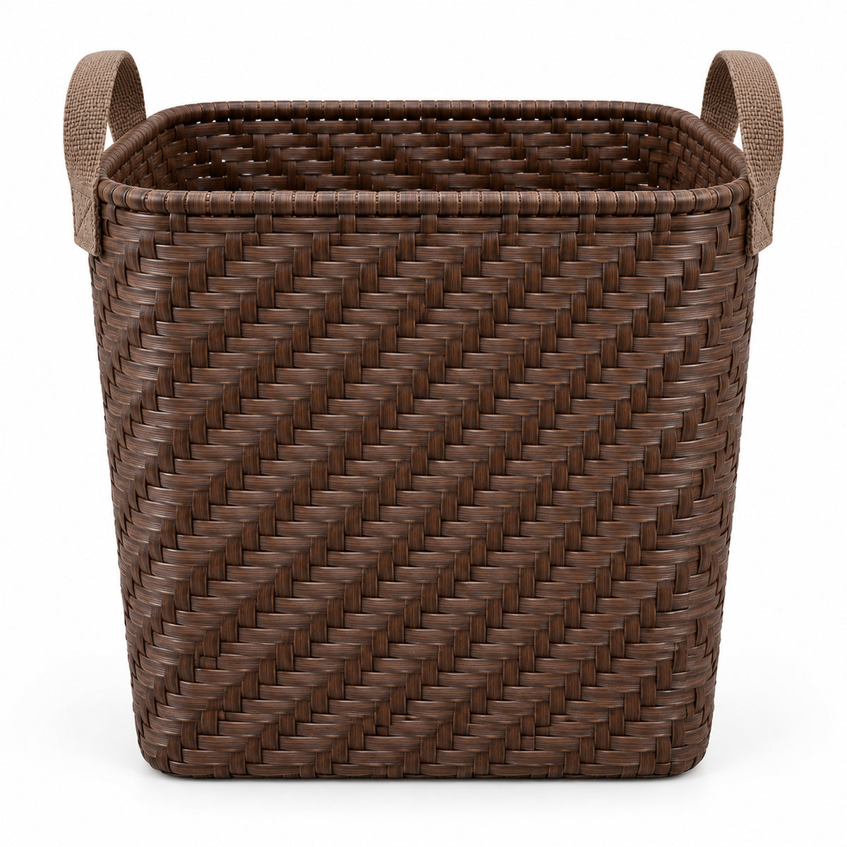 Tall Tapered Woven Storage Basket with Soft Strap Handles