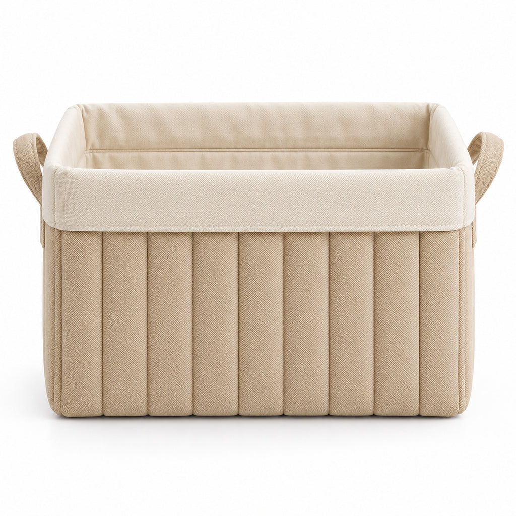 Quilted Canvas Storage Basket with Fold-Down Cuff
