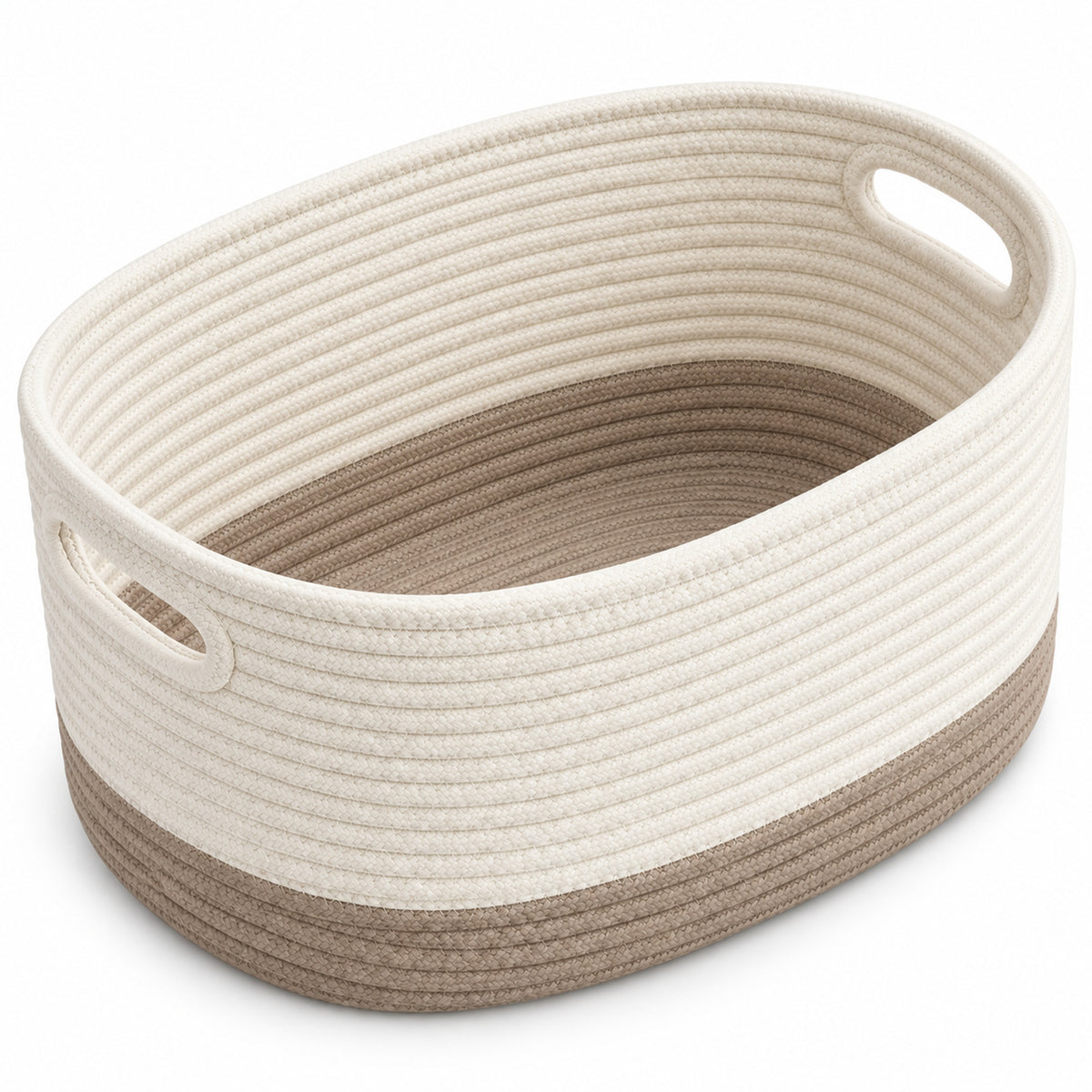 Oval Cotton Rope Storage Basket with Inset Handles