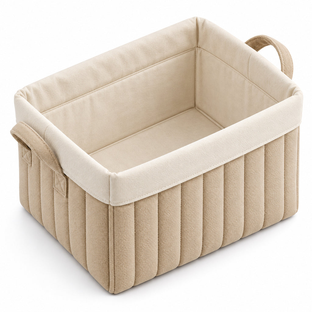 Quilted Canvas Storage Basket with Fold-Down Cuff