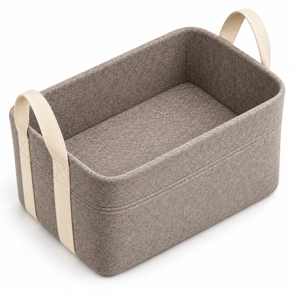 Foldable Felt Storage Basket with Wide Carry Handles