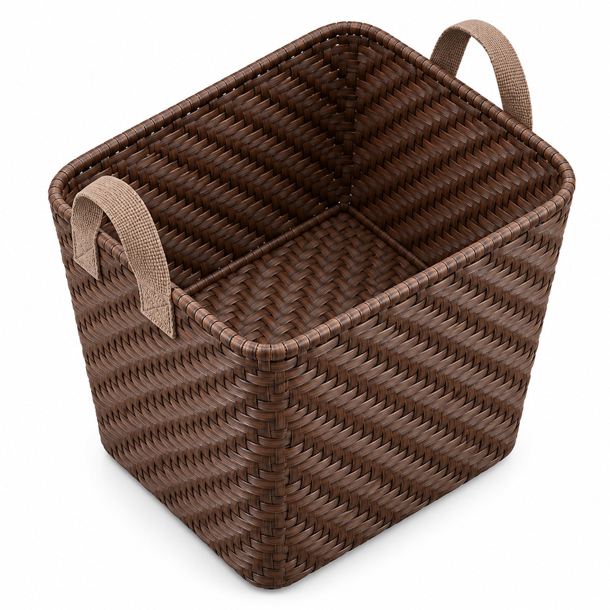 Tall Tapered Woven Storage Basket with Soft Strap Handles