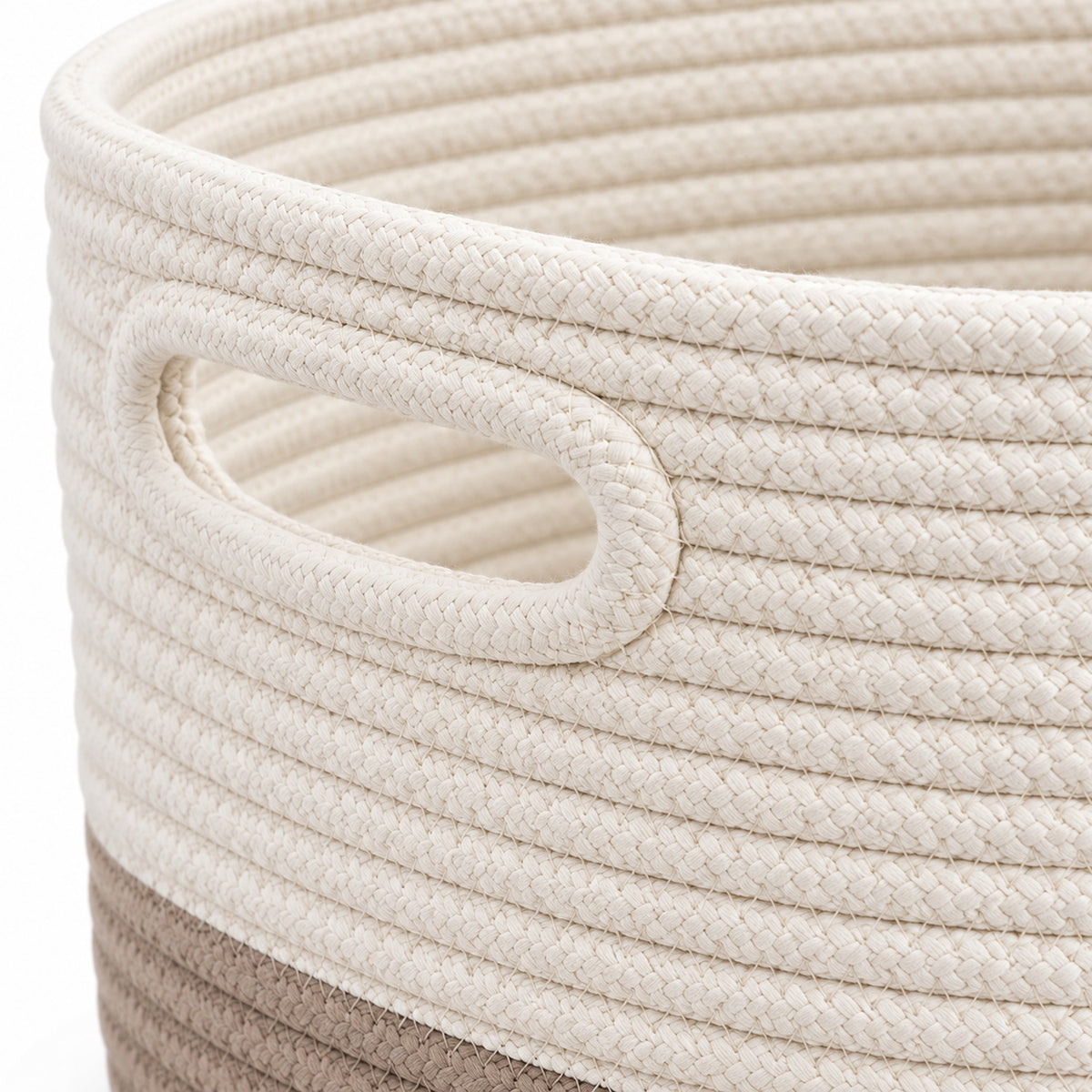 Oval Cotton Rope Storage Basket with Inset Handles