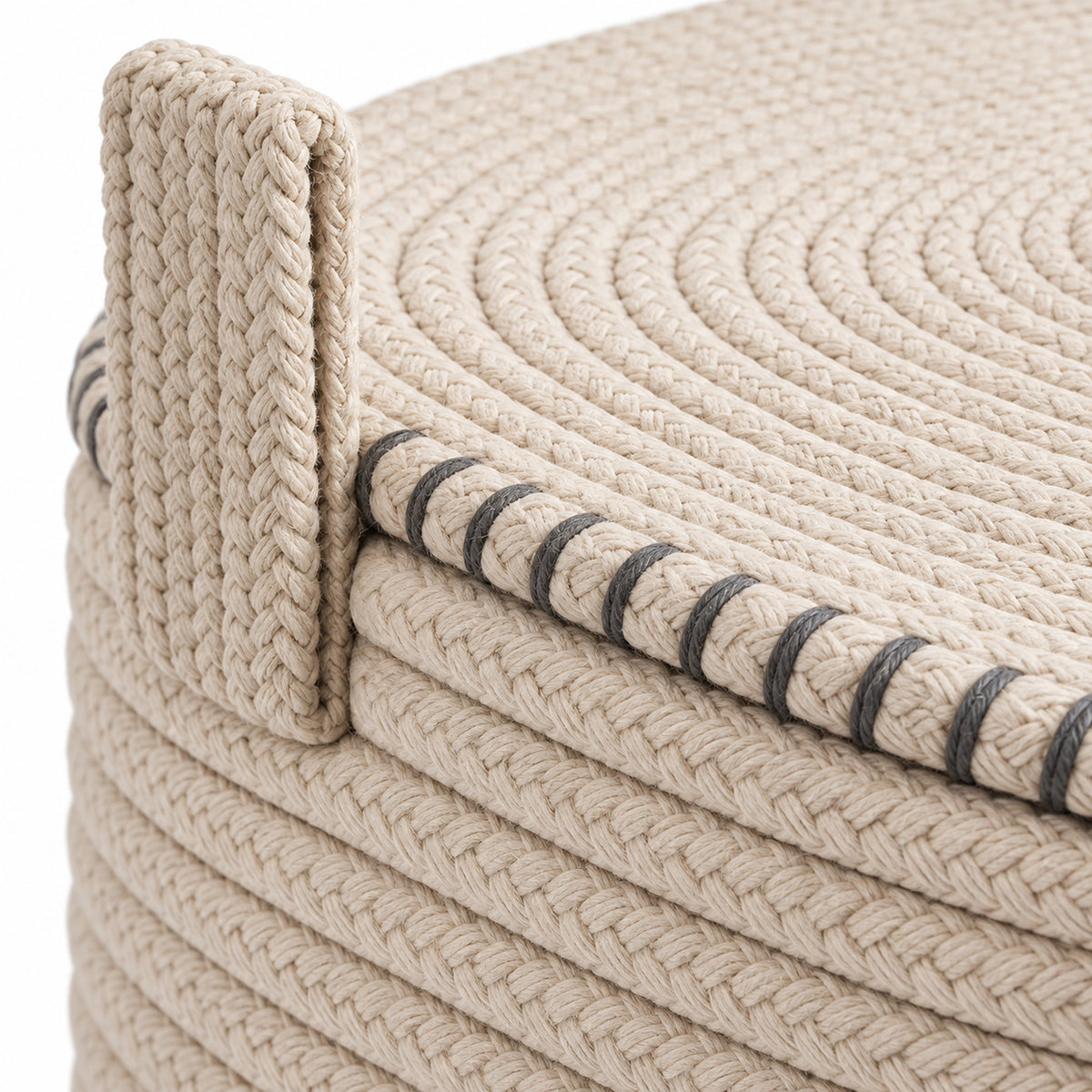 Rounded Square Rope Basket with Fitted Lid