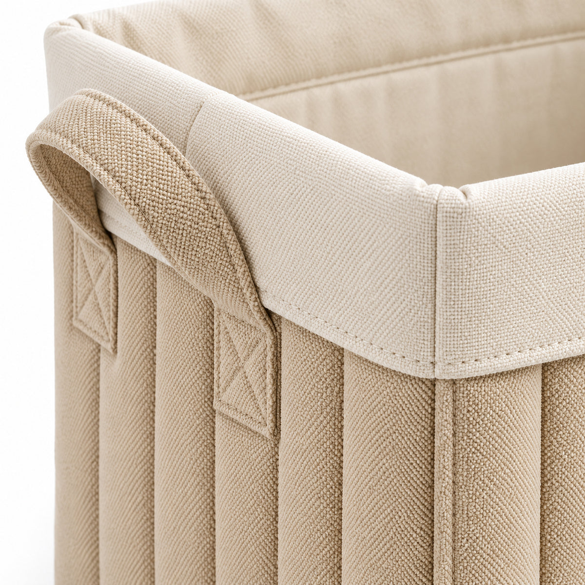 Quilted Canvas Storage Basket with Fold-Down Cuff